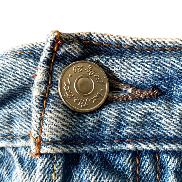 FREE PEOPLE We The Free Sofia Distressed Mid Rise Buttonfly Jean Shorts size 24 - Picture 12 of 14